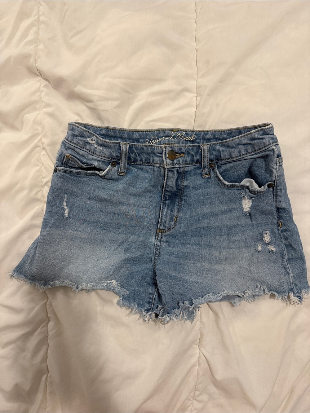 Universal Thread Washed Blue Distressed Denim Cutoff Shorts